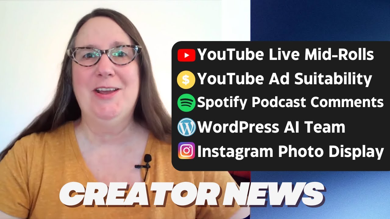 Creator News: YouTube Live, Spotify Podcast Comments and Links, WordPress AI Team, Instagram Photos