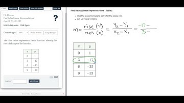 Find Rates (Linear Representations - Table)