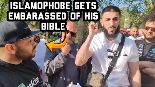 Islamophobe gets trapped by his own Bible Ali Dawah And Visitor Speakers Corner