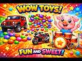 Cute Pig Drum Fun with Toy Car, Bike &amp; GEM Candy🐷🚗🏍️🍬