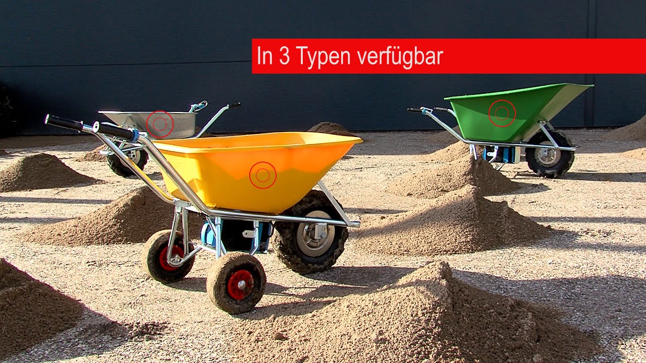 Elektroschubkarre E-PowerBarrow 100L plastic Mulde und Lithium Akku