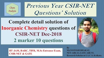 Detail solution of previous year CSIR-NET Dec-2018 Inorganic Chemistry questions||CSIR-NET