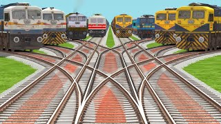 8* Locomotive 🚂 Trains Crossing At Bumpy Branched Railraod Crossing Railraod Tracks  screenshot 4
