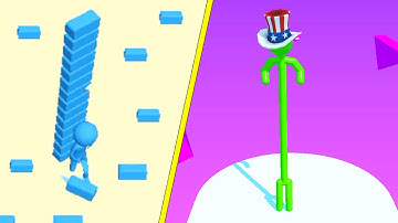Bridge Race vs Tall Man Run🥋💡Gameplay iOS Android - Race & Run Games (4K)