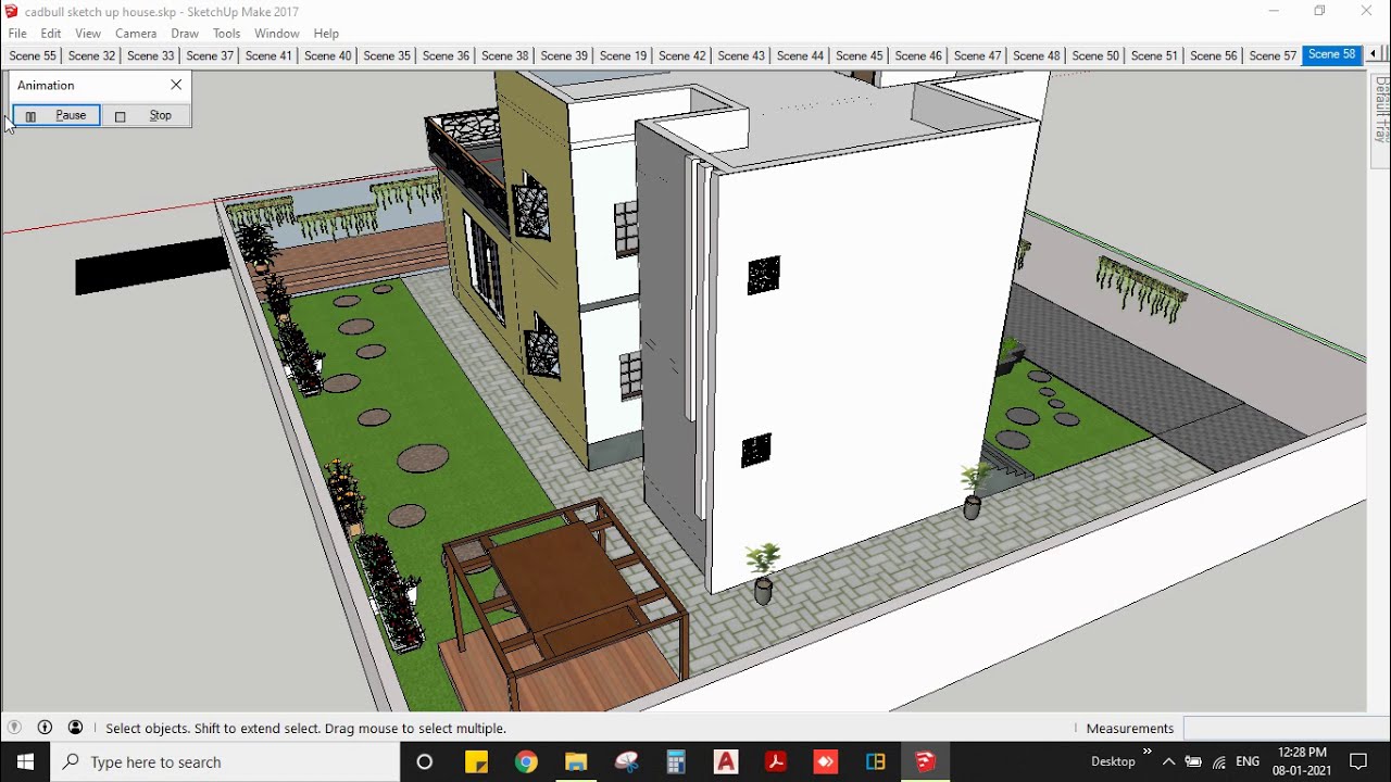 4 BHK house, 23 X 26 meters Sketch up work