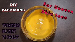 FACE MASK FOR UNEVEN SKIN TONE! |YOGHURT | TUMERIC | HONEY | HOME REMEDY | #GLOWING SKIN |