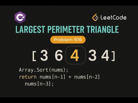 LeetCode 976: Largest Perimeter Triangle | CSharp Solution | Sorting & Greedy