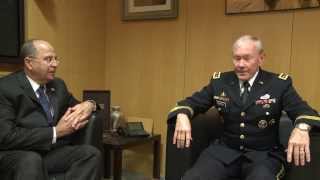 Gen. Dempsey and Israeli Minister of Defense Yaalon delivering statements in Tel Aviv