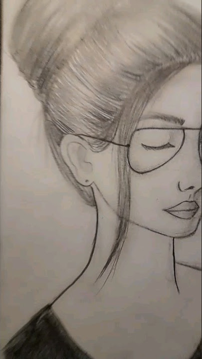 drawing girl with glasses | pencil sketch