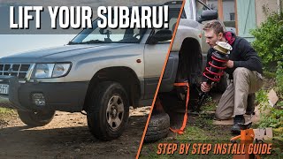 How to Lift your Subaru  2 Inch Lift Kit Install (with trailing arm spacers)