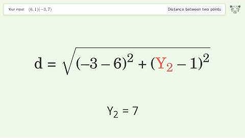 Find the distance between two points p1 (6,1) and p2 (-3,7): Step-by-Step Video Solution