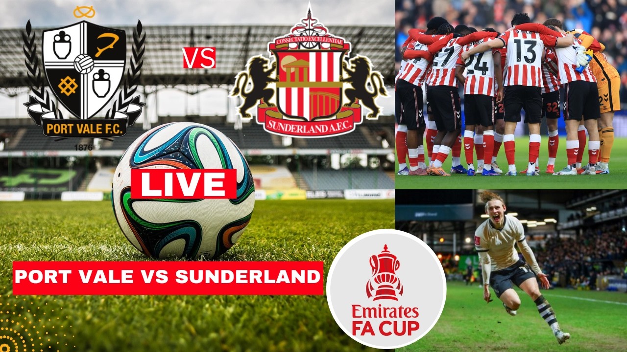 Port Vale vs Sunderland 1-0 Live Premier League Football EPL Match Score Commentary Highlights FC
