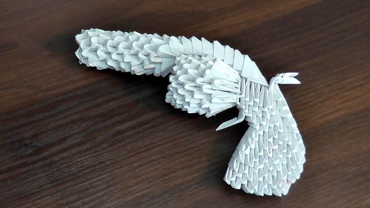 3D origami gun Colt tutorial (instruction) YouTube
