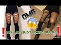 DIY LACED/STACKED JEANS|| EASY FOR BEGINNERS!!