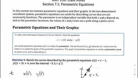 Calculus: Parametric Equations - Sketching a Parametric Curve (7.1A)