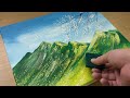 Peindre des montagnes vertes brillantes  peinture acrylique facile