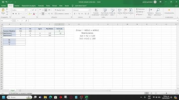 método simplex en Excel con complemento Solver
