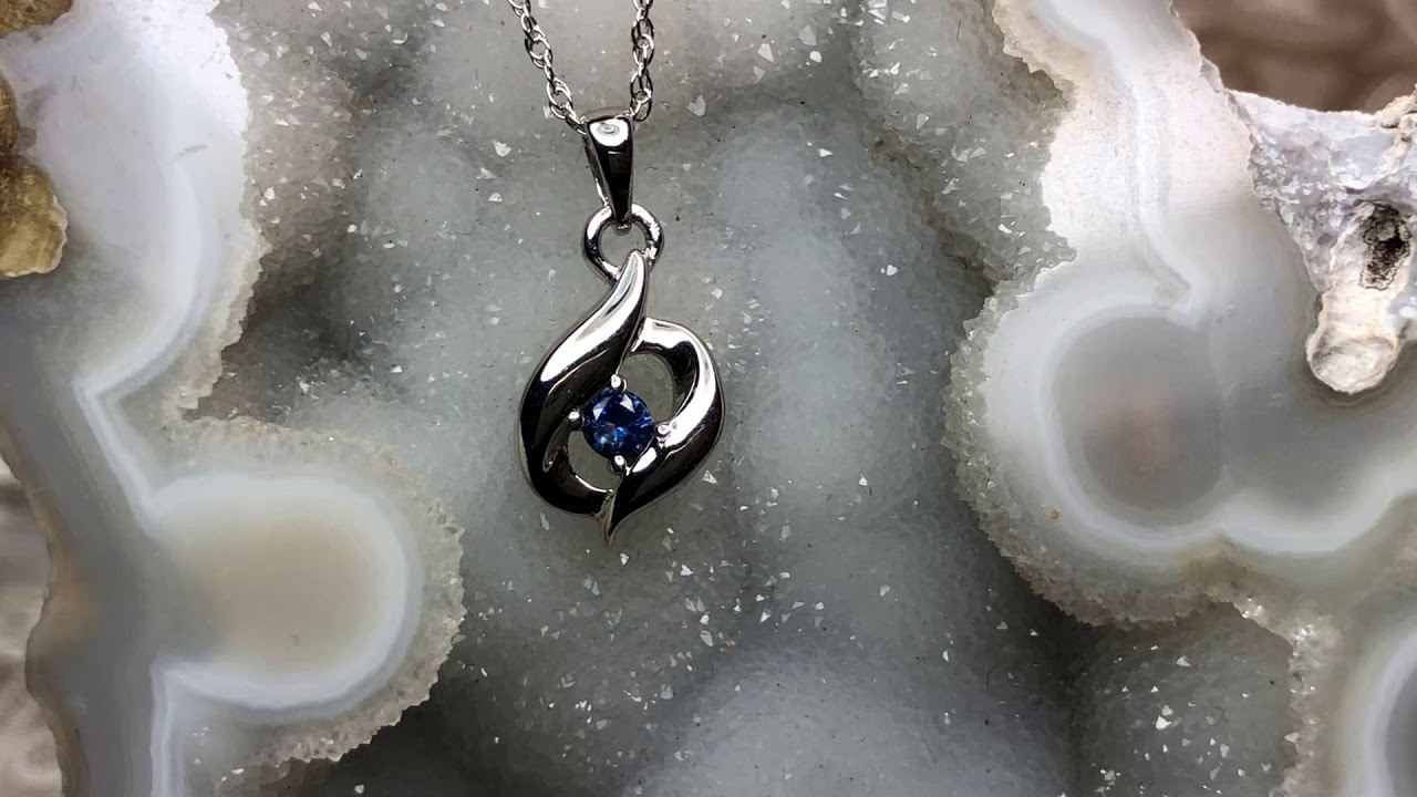 Montana Sapphire Bypass Pendant Necklace in Sterling Silver