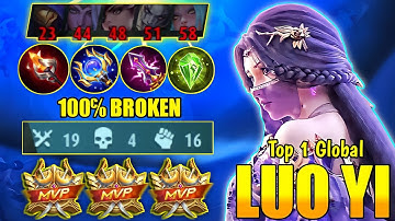 19  KILLS!! LUO YI PERFECT DAMAGE DOUBLE PASSIVE!! - LUO YI TOP 1 GLOBAL ~ MOBILE LEGENDS