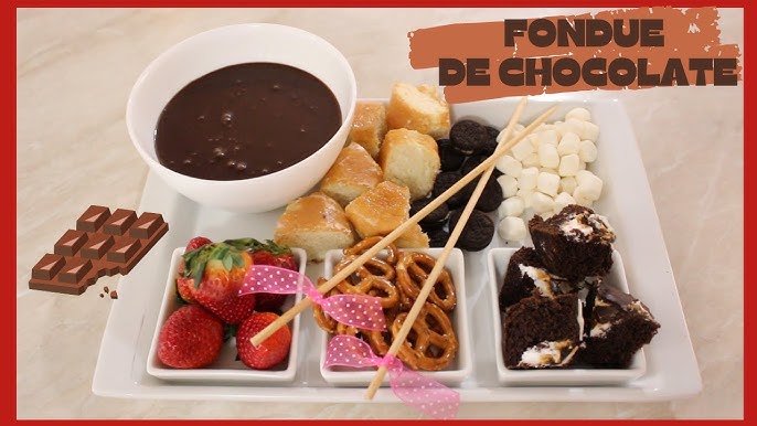 Fondue de chocolate con brochetas de fruta y menta - EROSKI