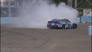 Jimmie Johnson slides into tire barrier at Watkins Glen