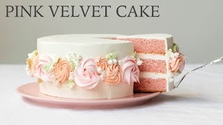 เค้กกำมะหยี่สีชมพูกับอิตาเลี่ยนบัตเตอร์ครีม/ Pink Velvet Cake with Italian Buttercream