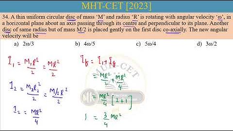 2023 34 save | A thin uniform circular disc of mass ‘M’ and radius ‘R’ is rotating with angular velo