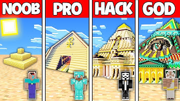 Minecraft Battle: NOOB vs PRO vs HACKER vs GOD! SAND DESERT BASE HOUSE BUILD CHALLENGE in Minecraft