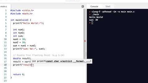 C Programming Skills Using Replit: math.h Intro