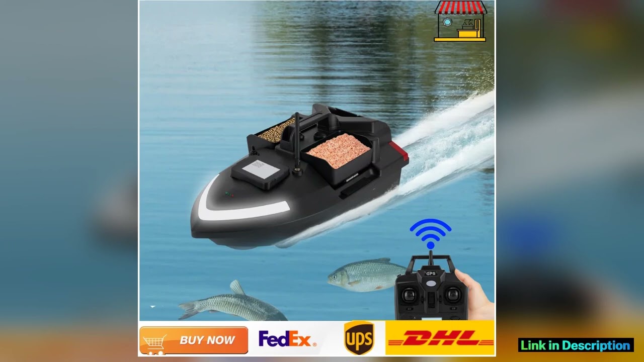 Rechargeable Fishing Bait Boat 500m Remote Control GPS Bait Boat Fish Finder with 1 Charger 2kg Loa
