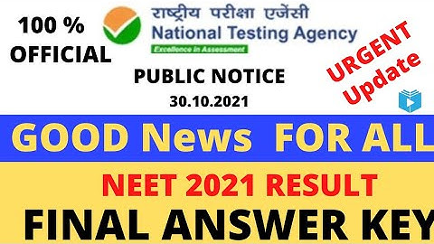 NTA NEET 2021 Result Live :NEET FINAL Answer key|NEET2021Scorecard at neet.nta.nic.in |teachmint