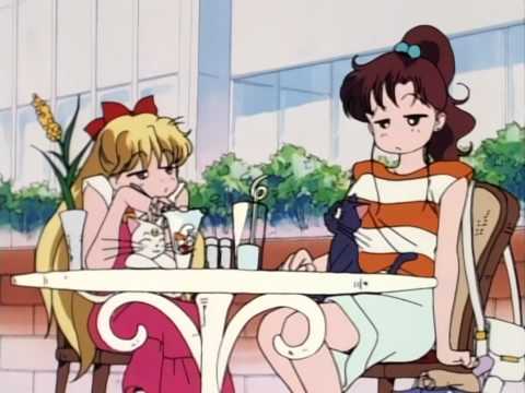 Artemis laughs his head off at the sight of a bored Mina and Lita - Sailor Moon R (DiC Dub)