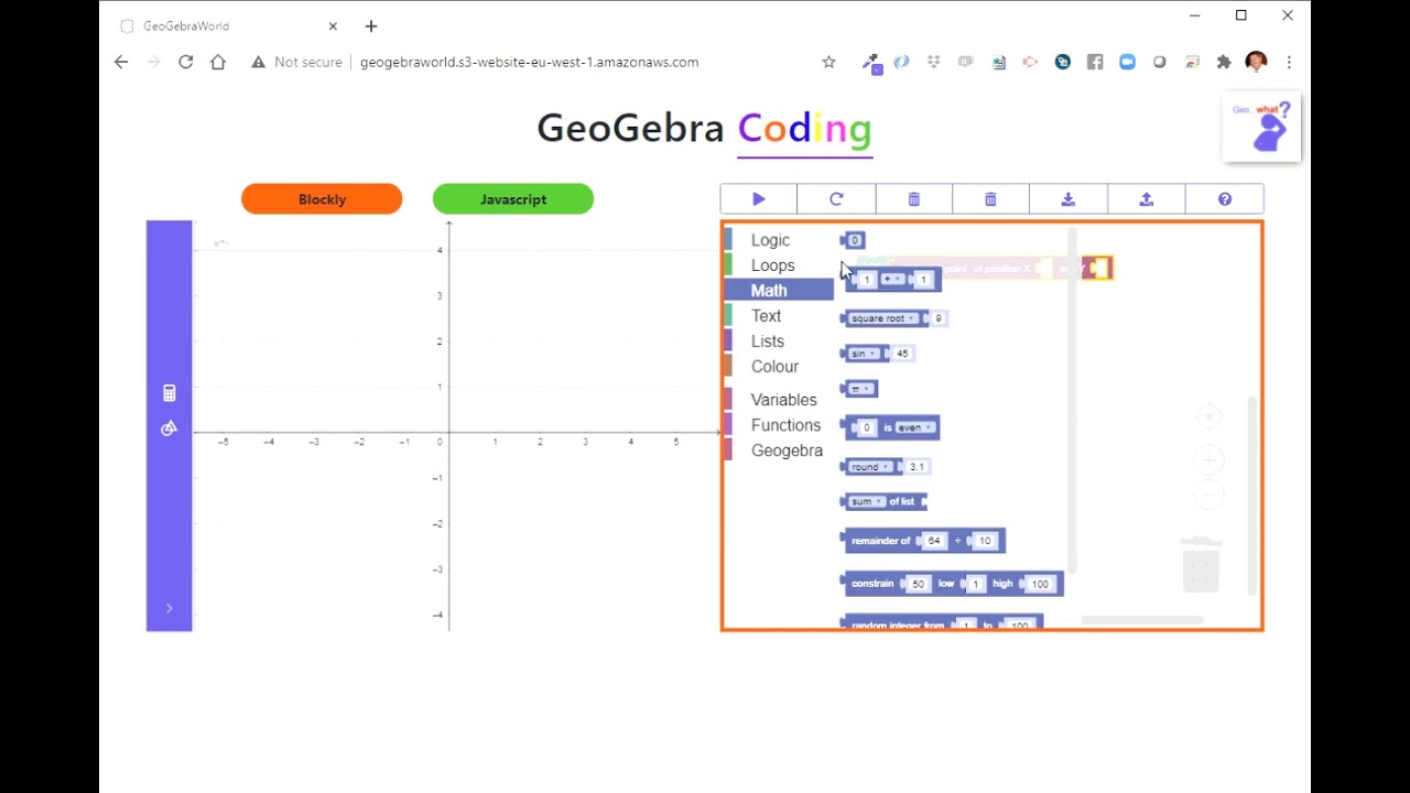 Geogebra Coding: Learning Programming with Blockly and JavaScript