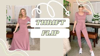 THRIFT FLIP // How to turn a thrifted maxi dress into a lounge jumpsuit!