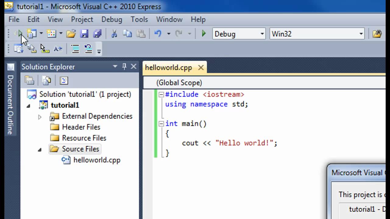 Visual Basic Sample Code Hello World