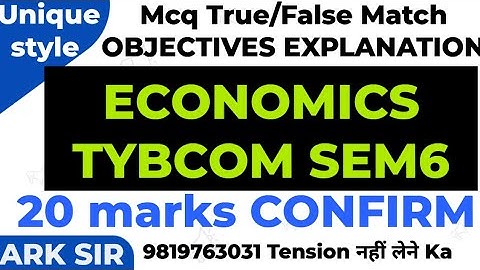 2025 University Solution|marks20 full book Mcq Eco |Economic tybcom sem6| Important MCQ|Ark sir