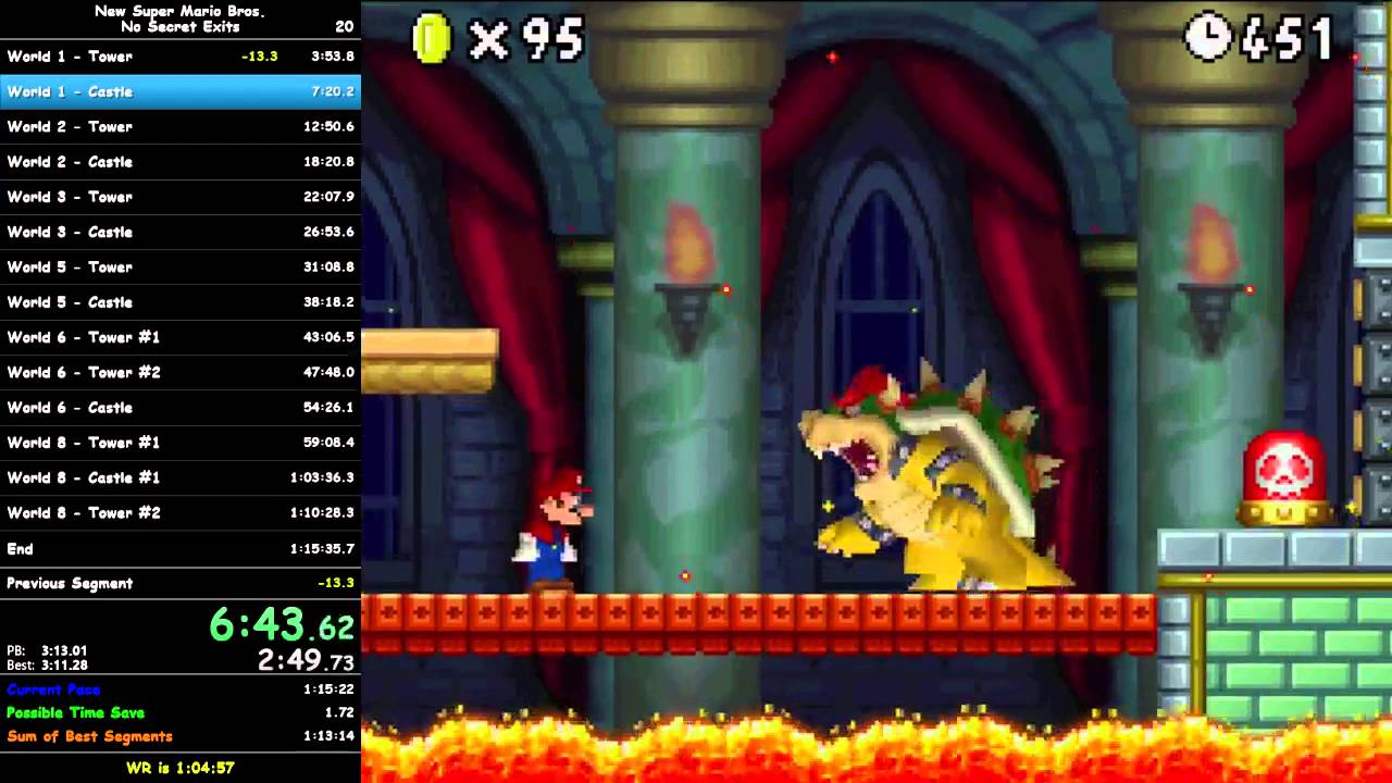 New Super Mario Bros. Speedrun No Secret Exits 10940 (WiiU VC