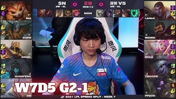 SN vs V5 - Game 1 | Week 7 Day 5 LPL Spring 2021 | Suning vs Victory Five G1