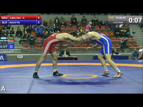 1/4 Final FS - 86 kg: Halil ZUBAIROV (MKD) vs. Aliksandr HUSHTYN (BLR)