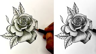 How To Draw A Rose Easy  Step By Step For Beginners  Rose Tattoo Design