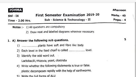 class-9th-science-2||first semester PDHMA Question Paper||Maharashtra Board