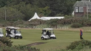 President Trump and entourage back in action on course of family golf resort in Scotland