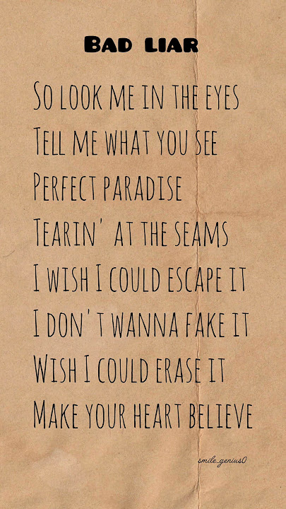 Bad liar - Imagine Dragons (lyrics)