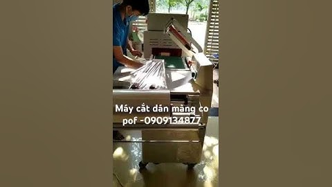 Máy cắt dán màng co POF bán tự động, máy bọc màng co trái dừa, hợp mỹ phẩm, bánh kẹo