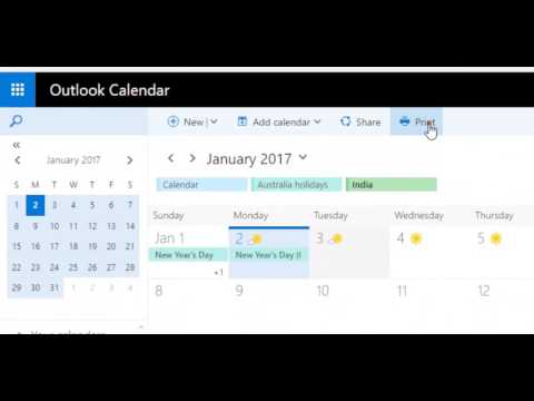 How to print calendar with agenda in outlook webmail 365