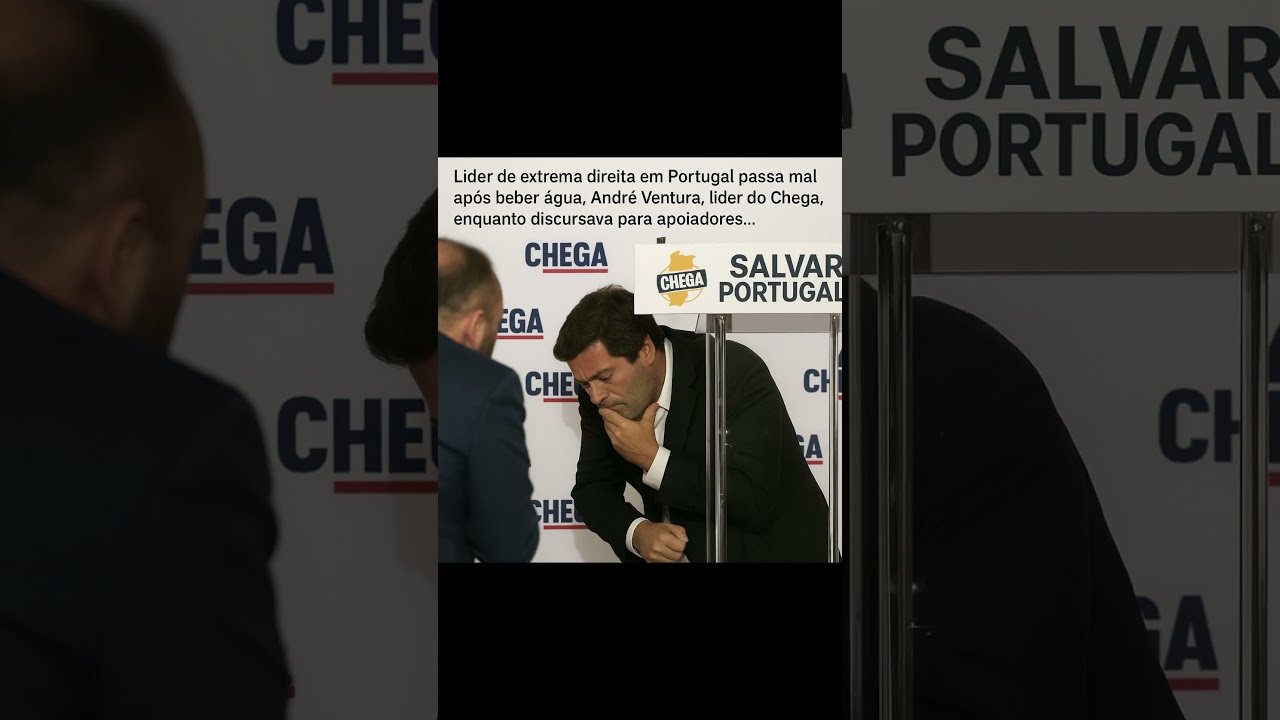 Líder de extrema direita em Portugal passa mal após beber água, André Ventura, líder do Chega.