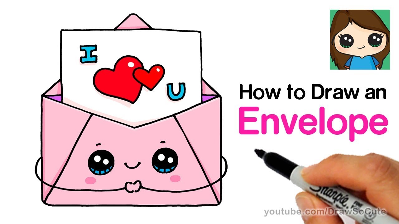 How to Draw a Love Letter in a Cute Envelope Easy - YouTube