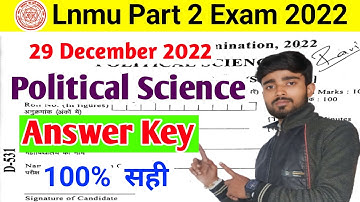 Lnmu Part 2 Political Science Answer Key 2022 | Ba Part 2 Political Science Answer Key 2022