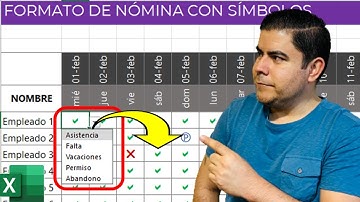 Formato de nómina (asistencia) con símbolos en Excel