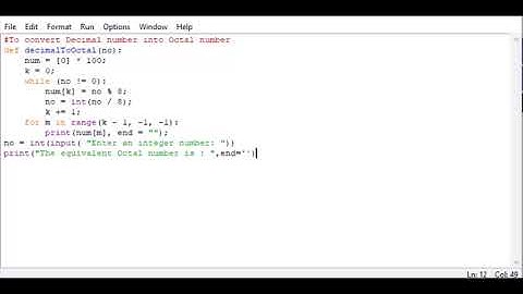 To convert Decimal number into Octal number in Python